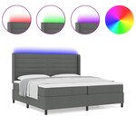 vidaXL Lit à ressorts avec matelas Gris foncé 200 x 200 cm tissu