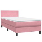 vidaXL Sommier à lattes de lit avec matelas rose 90x220 cm velours