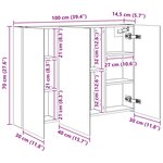 vidaXL Armoire Miroir de Salle de Bain Blanc 100 x 14 5 x 70 cm
