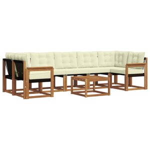vidaXL Ensemble de canapés d'extérieur 8 pc Naturel et Crème
