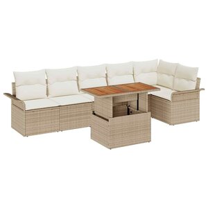 vidaXL Ensemble de canapé de jardin avec coussin 7 Pièces beige et crème