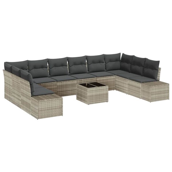 vidaXL Ensemble de canapé de jardin avec coussin 11 Pièces Gris clair