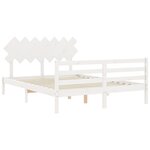 vidaXL Cadre de lit avec tête de lit blanc King Size bois massif