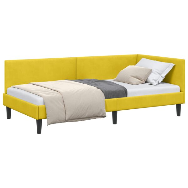 vidaXL Cadre de lit d'angle Jaune 90 x 200 cm Velours