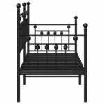 vidaXL Cadre de lit de jour avec tête de lit Noir 75 x 190 cm Acier