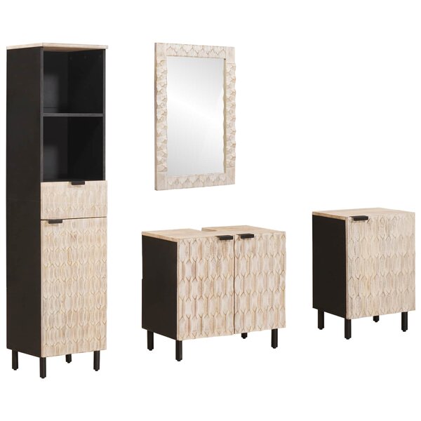 vidaXL Ensembles de salle de bain 4 Pièces Finition Lavage Blanc