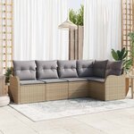 vidaXL Ensemble de canapé de jardin 5 Pièces Beige Poly rotin