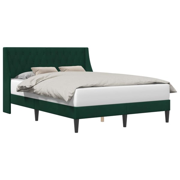vidaXL Cadre de lit avec tête de lit Vert foncé 160 x 200 cm Velours