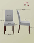 Lot de 2 chaises de salle à manger chaises cuisine dossier haut pour cuisine assise épaisse 58 x 48 x 100 cm gris 12_0008025
