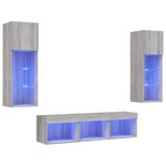 vidaXL Unités murales TV avec LED 5 Pièces gris sonoma bois d'ingénierie
