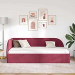 vidaXL Cadre de lit d'angle avec tête de lit Bordeaux 90 cm x 190 cm