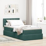 vidaXL Lit de rangement LED avec matelas Vert foncé 100 x 200 cm