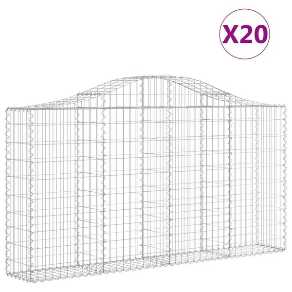 vidaXL Paniers à gabions arqués 20 Pièces 200x30x100/120 cm Fer galvanisé