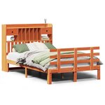 vidaXL Lit bibliothèque sans matelas cire marron 135x190 cm pin massif