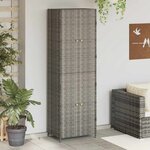 vidaXL Armoire de rangement jardin Gris 59x40x180 cm Résine tressée