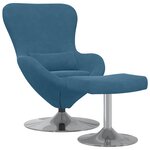 vidaXL Chaise Œuf avec Pouf Bleu 63 x 73 x 90 cm Velours