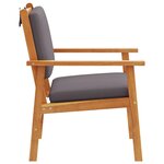vidaXL Chaise de jardin avec coussin 2 Pièces Marron Bois d'acacia massif