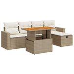 vidaXL Salon de jardin 6 Pièces avec coussins beige résine tressée acacia