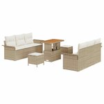 vidaXL Ensemble de canapé de jardin avec coussin 9 Pièces Beige polyrotin