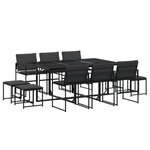 vidaXL Ensemble à manger de jardin avec coussins 11 Pièces noir textilène