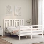 vidaXL Cadre de lit sans matelas blanc 140x190 cm bois massif