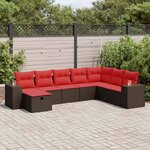 vidaXL Salon de jardin 8 Pièces avec coussins marron résine tressée