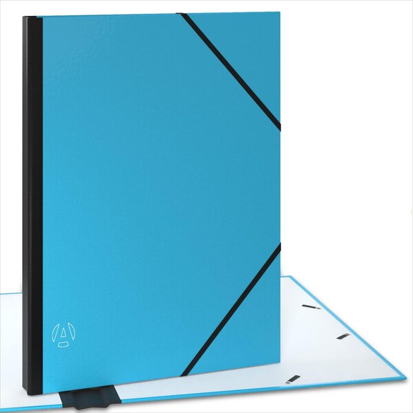 ACROPAQ Carton à dessin A3- 34 x 45 cm  Avec fermeture élastique  Dos extensible pour plus d'espace- Turquoise- Certifié FSC