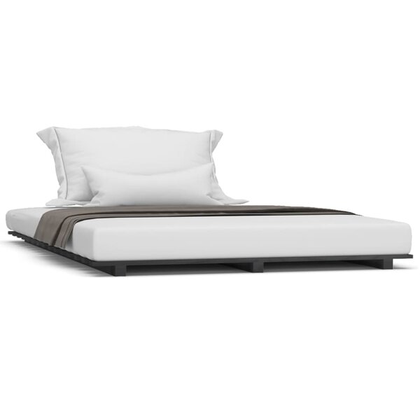 vidaXL Cadre de lit Noir 135x190 cm Bois de pin massif