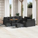 vidaXL Ensemble de canapé de jardin 13 Pièces Noir Poly rotin