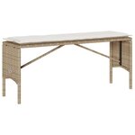 vidaXL Ensemble à manger de jardin et coussins 3 Pièces Beige poly rotin