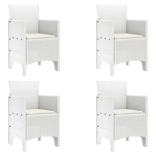 vidaXL Chaise de jardin 4 pc Blanc Polypropylène