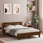 vidaXL Cadre de lit avec LED sans matelas chêne marron 120x190 cm