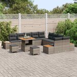 vidaXL Ensemble de canapé de jardin 13 Pièces Gris Poly rotin