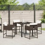 vidaXL Ensemble de salle à manger de jardin 5 pièces avec coussins en rattan poly marron