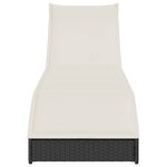vidaXL Chaise longue pliante coussin et rangement noir résine tressée