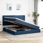 vidaXL Lit de rangement LED avec matelas Bleu 200 x 200 cm Tissu