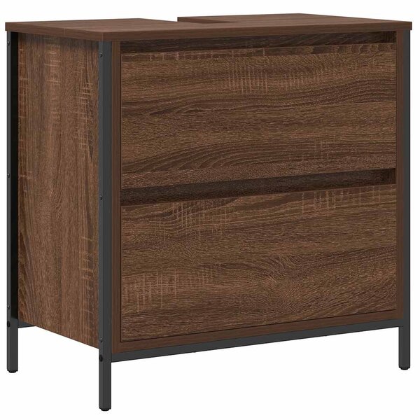 vidaXL Meuble salle de bain lavabo tiroirs chêne marron 60x34 5x60 cm