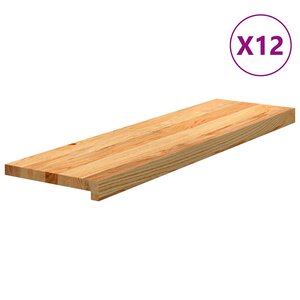 vidaXL Marches d'escalier 12 Pièces marron clair 90x30x2 cm chêne massif