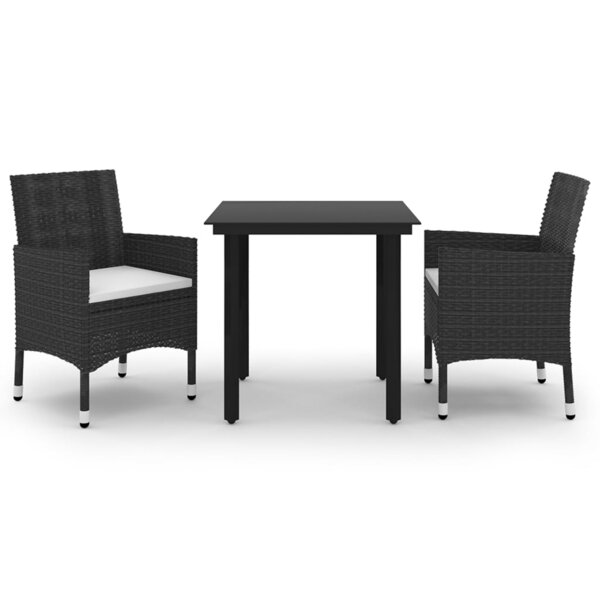 vidaXL Ensemble à manger de jardin coussins 3 Pièces Résine tressée Verre
