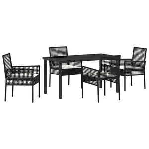 vidaXL Ensemble de salle à manger pour jardin 5 Pièces Noir Poly rotin