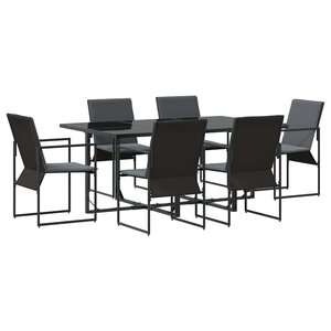 vidaXL Ensemble de salle à manger pour jardin 7 Pièces Noir Acier