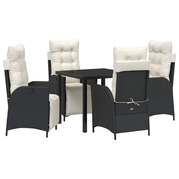 vidaXL Ensemble de salle à manger pour jardin 5 Pièces Noir Poly rotin