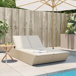 vidaXL Chaise longue double avec coussins beige résine tressée