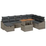 vidaXL Ensemble de canapé de jardin 9 pièces avec coussins gris en rattan synthétique