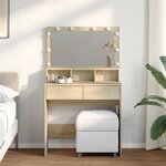 vidaXL Coiffeuse avec LED chêne sonoma 80x41x134 5 cm