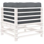 vidaXL Canapé d'angle avec coussins blanc bois de pin solide