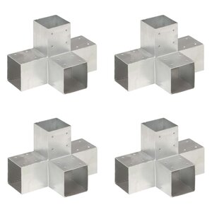 vidaXL Connecteurs de poteau 4 Pièces Forme en X Métal galvanisé 91x91 mm