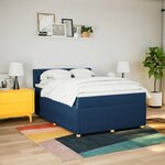 vidaXL Sommier à lattes de lit avec matelas Bleu 140x200 cm Tissu