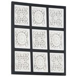 vidaXL Panneau mural sculpté à la main MDF 60x60x1 5 cm Noir et blanc