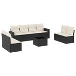 vidaXL Salon de jardin 9 Pièces avec coussins noir résine tressée